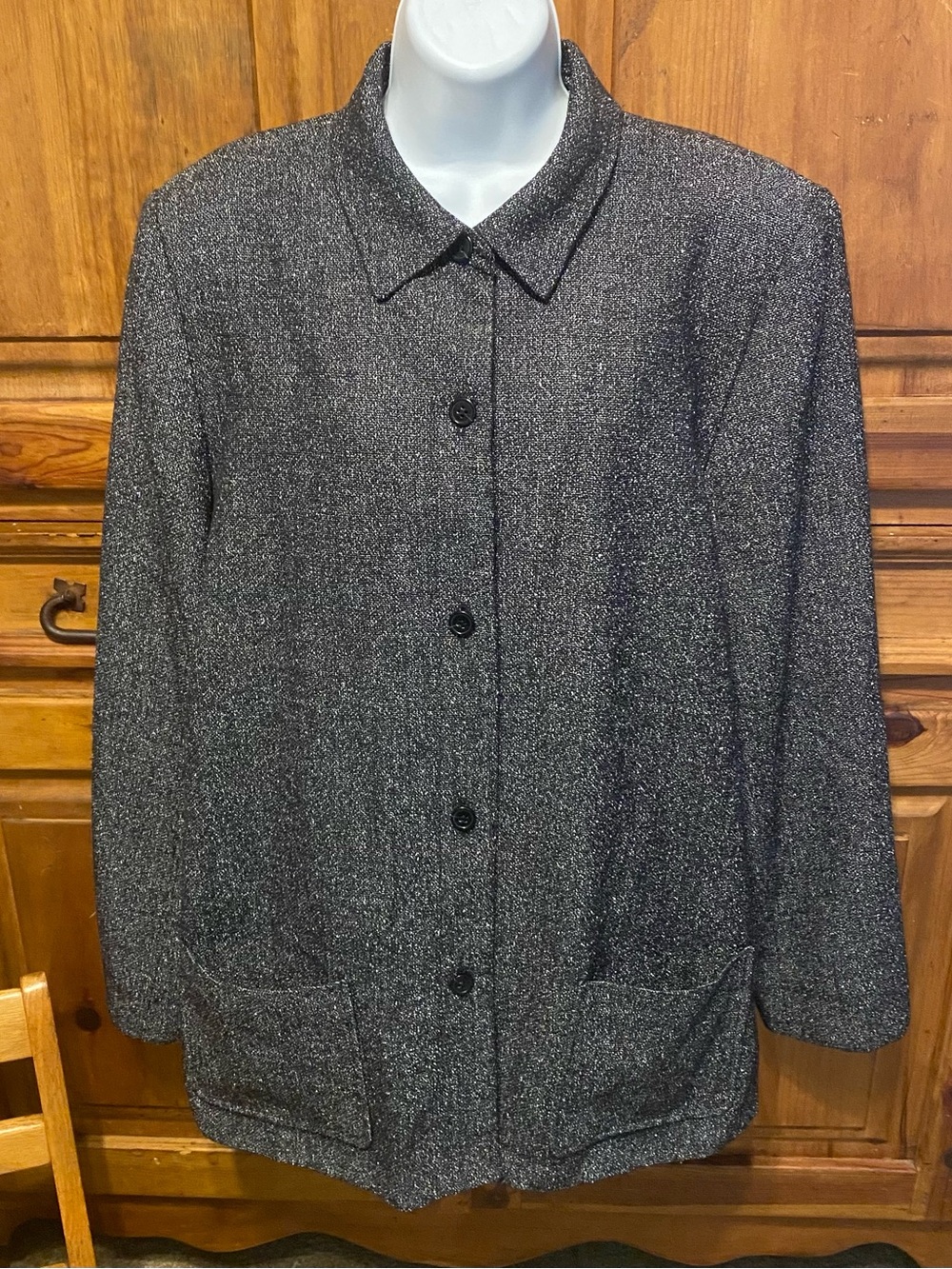 Vtg PENDLETON Women's size 18 Tall Charcoal Herringbone Chore Coat Dark Academia